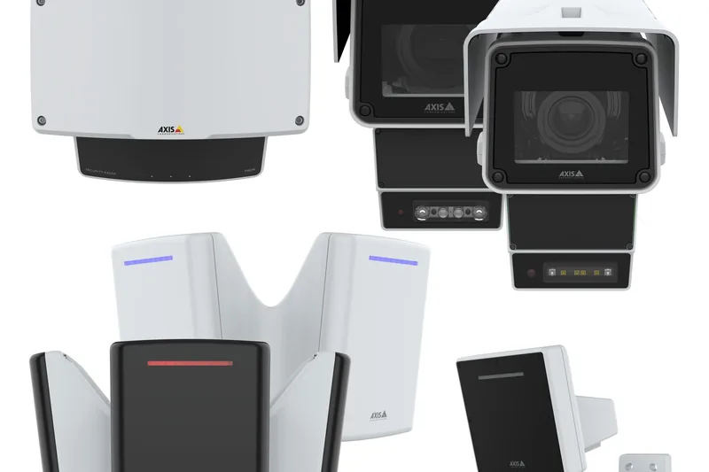 Group of AXIS security camera and sensor products